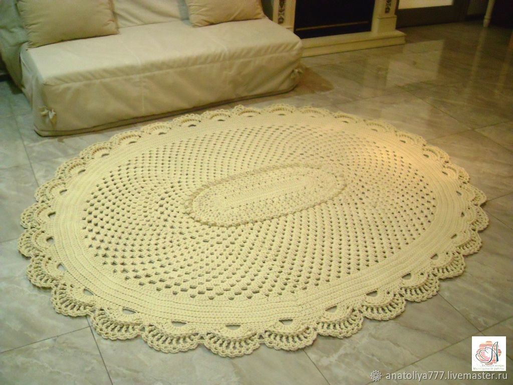Подробное руководство для начинающих по вязанию овального коврика из полиэфирного шнура