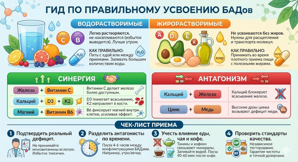Как принимать БАДы, чтобы они действительно приносили пользу