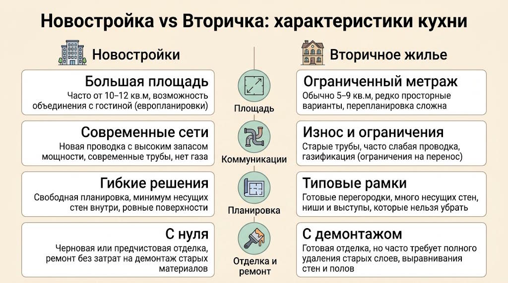 Кухня в новостройке или вторичном жилье: какую квартиру выбрать для комфортного быта
